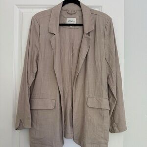 STOOSH women’s linen blend 3/4 sleeve spring lightweight blazer jacket LARGE